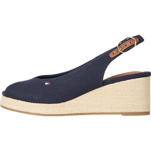 TOMMY HILFIGER Women's FLAG MID WEDGE ESPAD SLINGBACK Espadrilles, blauw (Space Blue), 6 UK, Blauw Ruimte Blauw, 39 EU