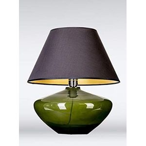 SIGNATURE HOME COLLECTION Glazen lamp met stoffen kap, tafellamp, 40 x 40 x 60 cm, groen glas, kap in zwart CO-107-MA-G+CO-SI-A214