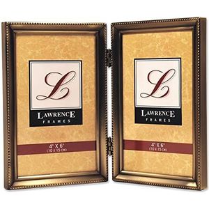 Lawrence Frames Bead Border Design, 4x6 dubbel, satijn goud