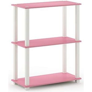 Furinno 3-laags compact multifunctioneel rek met vierkante buis, hout, roze/wit, 28,96 x 59,94 x 75,18 cm
