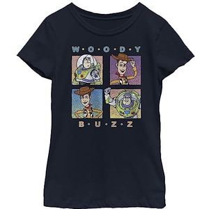 Disney Little, Big Pixar Toy Story Pastel Foursquare T-shirt voor meisjes, korte mouwen, marineblauw, medium, donkerblauw, M, donkerblauw, M, Donkerblauw, M