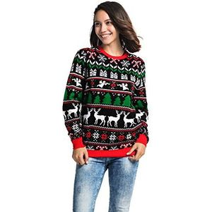 Unisex Kersttrui voor dames, klassieke Fairisle Rendier Rudolph Merry Xmas Ya Filthy Animal heren trui, Zwart, XL