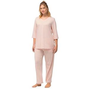 Ulla Popken, Dames, grote maten, geborduurde pyjama, Rosé, 58-60