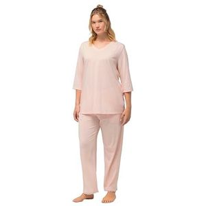 Ulla Popken, Dames, grote maten, geborduurde pyjama, Rosé, 42-44