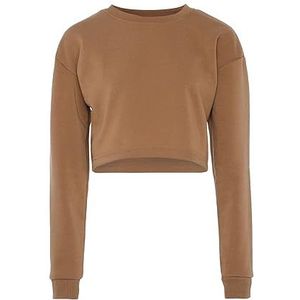 Sanika Trui met lange mouwen voor dames van 100% polyester met ronde hals camel maat XS, kameel, XS