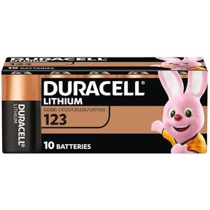 Duracell High Power Lithium 123 Batterij 3V, (CR123 / CR123A / CR17345) is geschikt voor gebruik in sensoren, smart deursloten, fotofiltsers en zaklampen, verpakking van 10