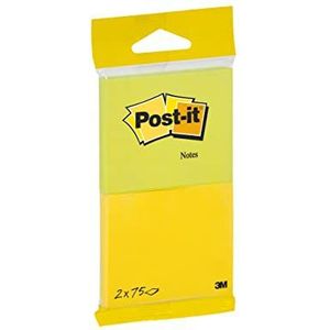 Post-it 6720-YG notitieblaadjes, 76 x 63,5 mm, 75 vellen, 32 x 2 blokken, neongroen/geel, 1 stuk