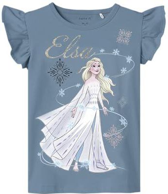 NAME IT Meisjes Nmfjinny Frozen Ss Top Wdi, Dusty Blue., 98