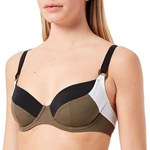 Sans Complexe Badpak voor dames, klassiek, beugel, olijfgroen/zwart/wit, 80C