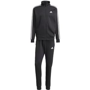 adidas Heren Basic 3-Stripes Fleece Trainingspak, Zwart, M Tall, Zwart, M tall