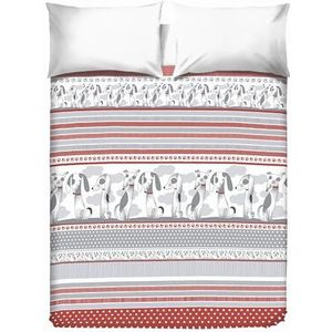 PENSIERI DELICATI Sprei voor tweepersoonsbed, 260 x 280 cm, eenpersoonsbed, 100% piqué-katoen, ideaal als sprei of sprei voor een tweepersoonsbed, motief: Baubuau, rood, 100% Made in Italy