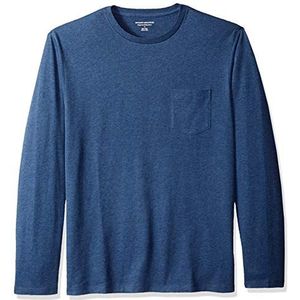 Amazon Essentials Regular fit T-shirt met lange mouwen Blauw Heather, XS