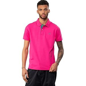 GANT Pique SS Rugger Poloshirt voor heren, contrasterende kraag, hyper roze, standaard, Hyper pink., S