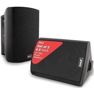 Pyle Bluetooth Luidsprekersysteem- Bluetooth Speakers-16 cm Woofer- Waterbestendige ABS Behuizing met Muurmontage- Marinegraad IP44 Classificatie- Bass Boost- Zwart