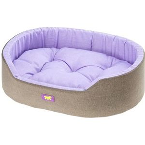 Ferplast Hondenbed Dandy - afneembaar, wasbaar kussen, katoenen hoes met zachte vulling, bed voor middelgrote honden, 80 x 55 x h 18 cm, lila