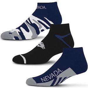 For Bare Feet NCAA Nevada Wolf Pack CAMO BOOM 3 Pack Ankle Sock Team Colors Large
