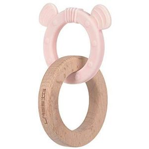 LÄSSIG Baby grijpling bijtring / theether ""2-in-1"" hout/silicone Little Chums Mouse