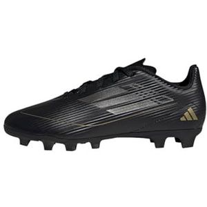 adidas Unisex F50 Club Voetbalschoenen Flexibele Grond Stevige Schoenen, Core Black Iron Met Goud Met, 36 EU