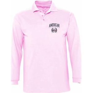 AMERICAN COLLEGE USA American College Poloshirt, lange mouwen, uniseks, kinderen, Roze, 6 Jaar