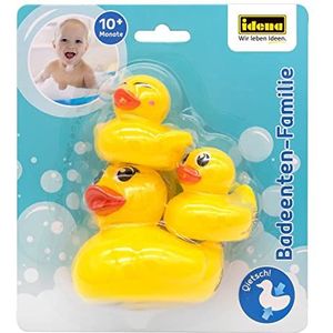 Idena 40614 - Badspeelset voor kinderen, 3-delig waterspeelgoed met een gele piepende eend en 2 kleinere spuitende eenden