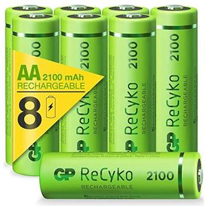 GP Batteries ReCyko+ HR06 Oplaadbare batterij LR6 (AA) NiMH, 2100 mAh, 1,2 V, 8 stuks