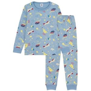 Petit Bateau Pyjama voor kinderen van bedrukt fleece, Adriatic/Multico, 24 Maanden