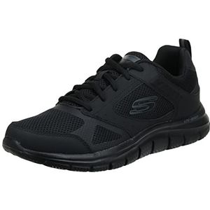 Skechers Track-Syntac Sneaker voor heren, Zwart lederen mesh zwarte rand, 40 EU