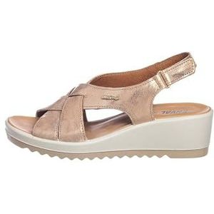 imac spa D. Calypso Enval sandalen met sleehak voor dames, gelamineerd zand, 40 EU, Gelamineerd zand, 40 EU