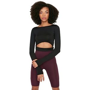 Trendyol Dames Zwart Cut Out Gedetailleerde Crop Sport Blouse, XS