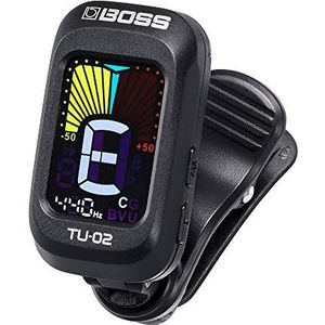 BOSS TU-02 Chromatic Clip-On Tuner voor gitaar, bas en ukulele | Betrouwbare en nauwkeurige tuner op batterijen met contrastrijk kleurendisplay en BOSS-garantie