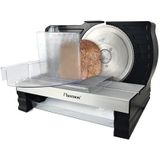 Bestron Broodsnijmachine, met RSG-roestvrijstalen lemmet, Made in Germany, traploze snijdikte-instelling 0-20 mm, allessnijder met wisselknop voor automatische en handmatige bediening, kleur: zwart