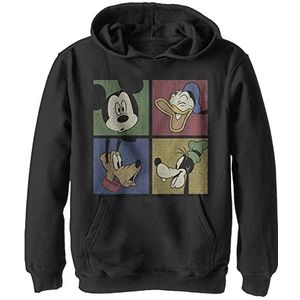 Disney Characters Block Party Boy's Hooded Pullover Fleece, Zwart, Small, Schwarz, S