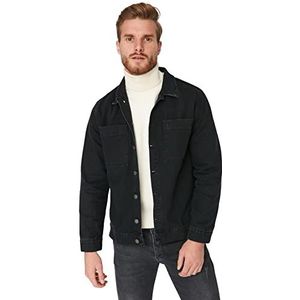 Trendyol Heren Overhemd Kraag Plain Regular Jacket Jas, Antraciet, S, Antraciet, S