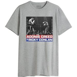 cotton division Creed ""Adonis Creed VS Ricky Conlan"" MECREEDTS021 T-shirt, heren, grijs gemêleerd, maat L, Grijs Melange, L