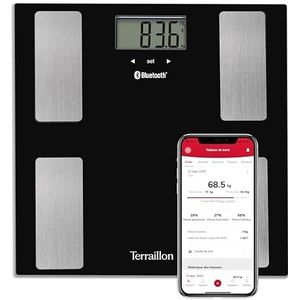 TERRAILLON Smart Connect Personenweegschaal - Zwart - Capaciteit 160 kg