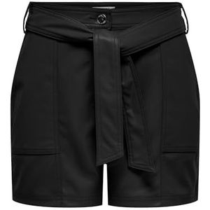 ONLY Onlclio Hw Belt Faux Leather Shorts Cc PNT Leren shorts, zwart, M