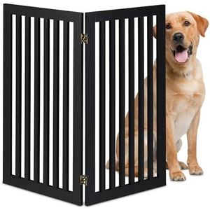 Relaxdays hondenhek, vrijstaand veiligheidshekje hond, HxB: 91,5x103 cm, mdf, inklapbaar, traphekje, zonder boren, zwart