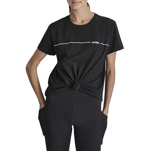 DKNY Dames Rhinestone Stripe Logo Top, Zwart, Medium, zwart, M