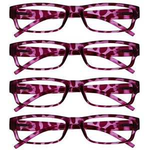 The Reading Glasses Company Roze Schildpad Lichtgewicht Comfortabele Lezers Waarde 4 Pack Designer Stijl Mens Womens UVR4PK032PK +2.00