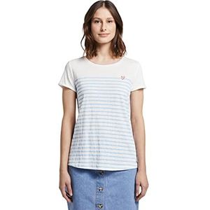 TOM TAILOR Denim Dames Gestreept T-shirt met hartprint 1017275, 21359 - Light Blue White Stripe, XS