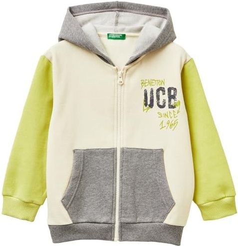 UNITED COLORS OF BENETTON Sweatvest  grijs gemêleerd / appel / wolwit