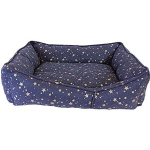Medium hondenbed, comfort sofa huisdier bed, puppy bed, middelgrote rassen, anti-slip bodem, marineblauw goud ster huisdier beddengoed - L 70 x B 60 x H22