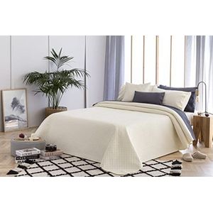 Todocama Fijne sprei met ruitpatroon, voor lente, zomer, herfst en winter, 100% microvezel, extra zacht, multifunctionele sprei, voor bedden met 140/150/160-250 x 260 cm, beige