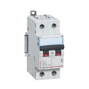 Legrand leidingsonderbreker LEG407785 dx 6000 schroef/schroef, 2P, 230/400 V, 20 A, 10 kA curve C, voor faseverdeling hx wiel 2P, 2 m