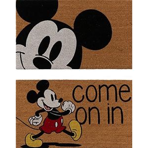Gertmenian 47534 Disney Mickey Mouse deurmat Retro Classic ingang vloermat kokosvezelmat tapijt, 2 stuks 20 x 34 cm, bruin