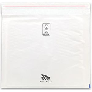 Raylu Paper® - Verpakking met 10 gevoerde enveloppen van kraftpapier met hechtsluiting, gewatteerde enveloppen voor verzending, wit, 10 stuks (180 x 160 mm (CD))