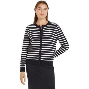 Tommy Hilfiger Dames Co Jersey Stitch Cardigan Sweater, Woestijnhemel/Ivoor Bloemblaadje Stp, XL