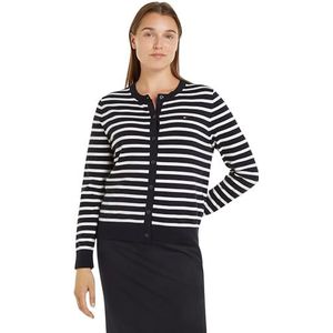 Tommy Hilfiger Dames CO Jersey Stitch Cardigan Trui, Desert Sky/Ivory Petal STP, XXL, Woestijnhemel/Ivoor Bloemblaadje Stp, XXL