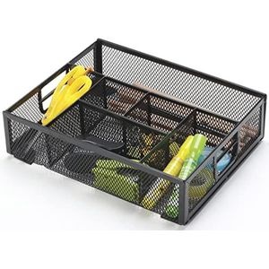 q-connect Kf17291 bureau-organizer van metaal, met 6 vakken, 235 x 183 x 65 mm, zwart