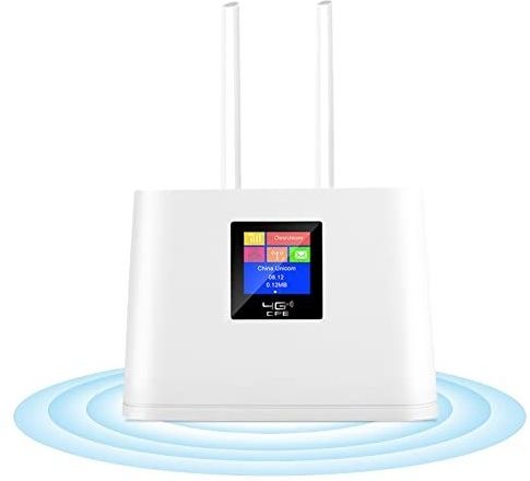 KuWFi 4 G LTE-router met simkaart, 300 Mbps draadloze WLAN-router met simsleuf voor thuis/kantoor, ondersteunt B1/B3/B5/B7/B8/B20, ondersteunt 10 wifi-gebruikers